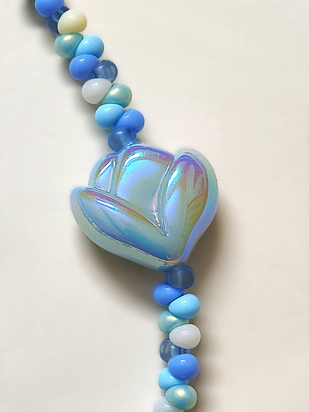 BeYoou.Bling Handcrafted **Blue Tulip, Bunny Beaded Wristlet Keychain, Phone Tag, Safety Tag