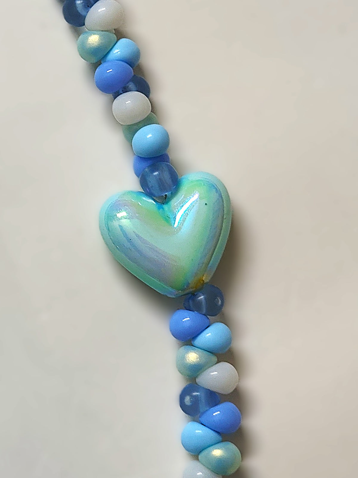 BeYoou.Bling Handcrafted **Blue Heart & Bunny Beaded Wristlet Keychain, Phone Tag, Safety Tag