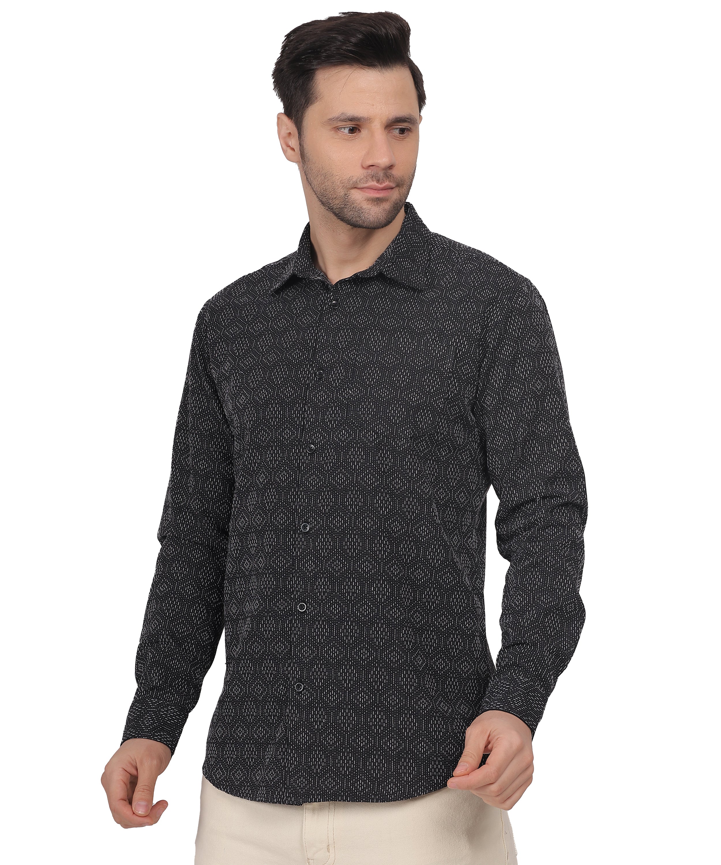 Higate Men's black Full sleeve Jacquard Shirt