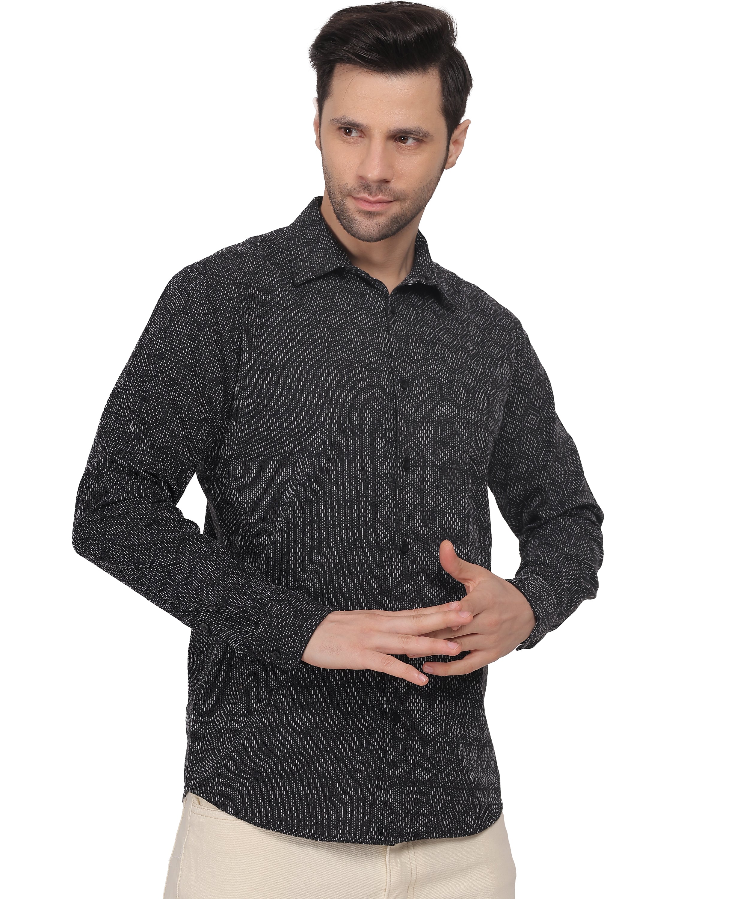 Higate Men's black Full sleeve Jacquard Shirt