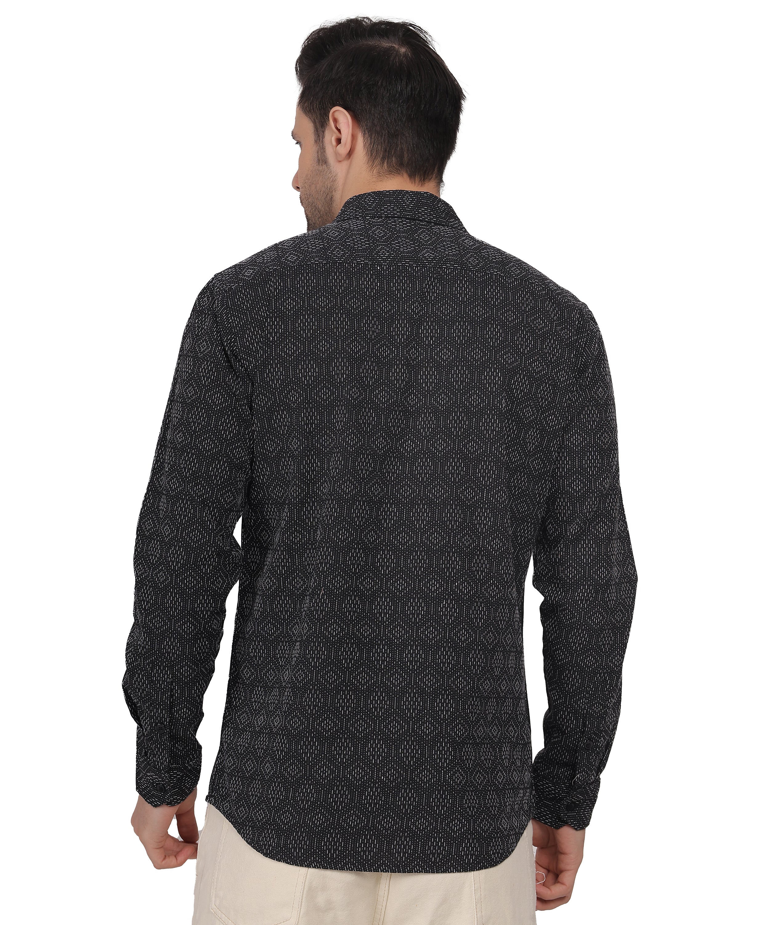 Higate Men's black Full sleeve Jacquard Shirt