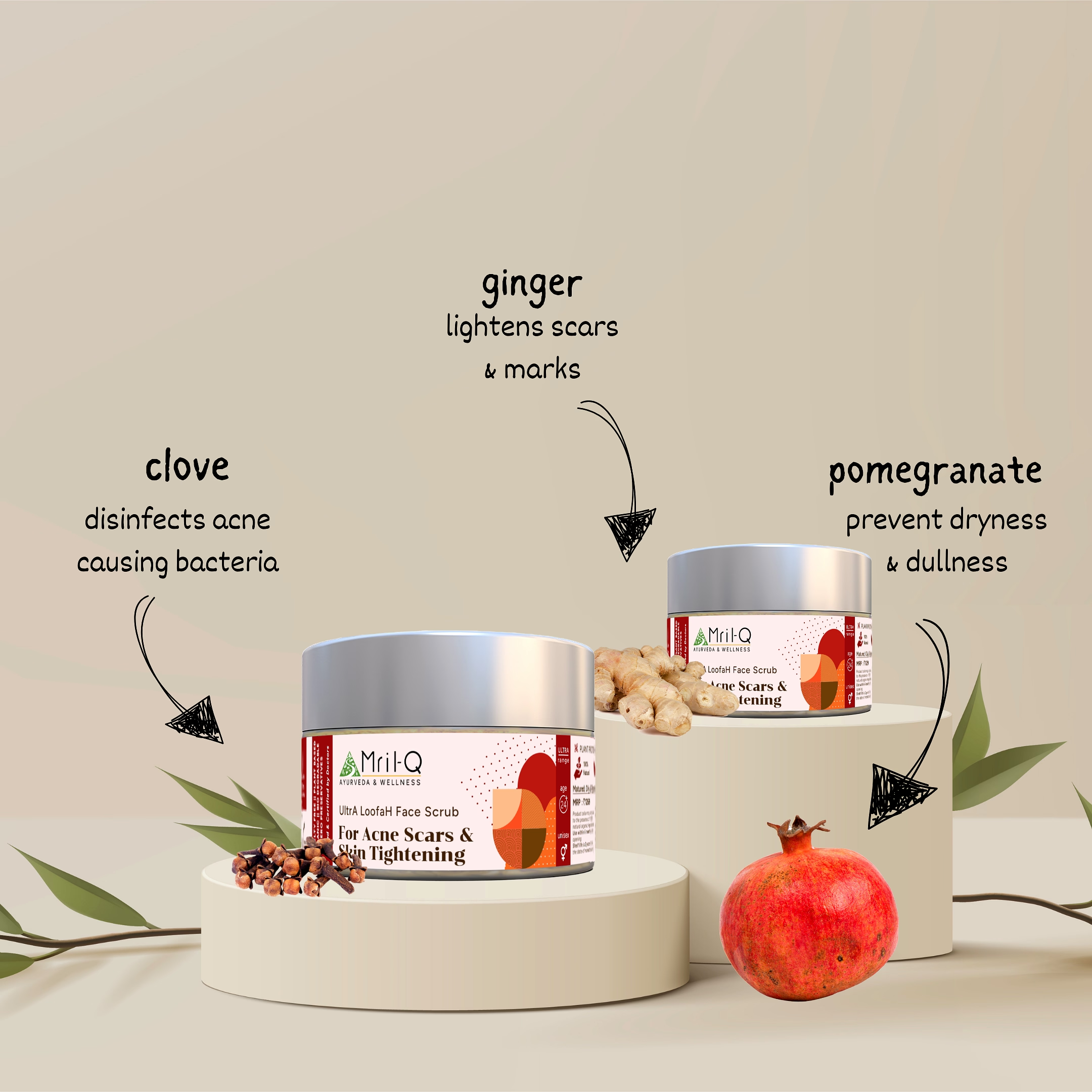 MrilQ Ultra Face Loofah | Exfoliator & Scrub | Anti Ageing | Age spots and Hyperpigmentation | Natural Collagen | Mature Skin