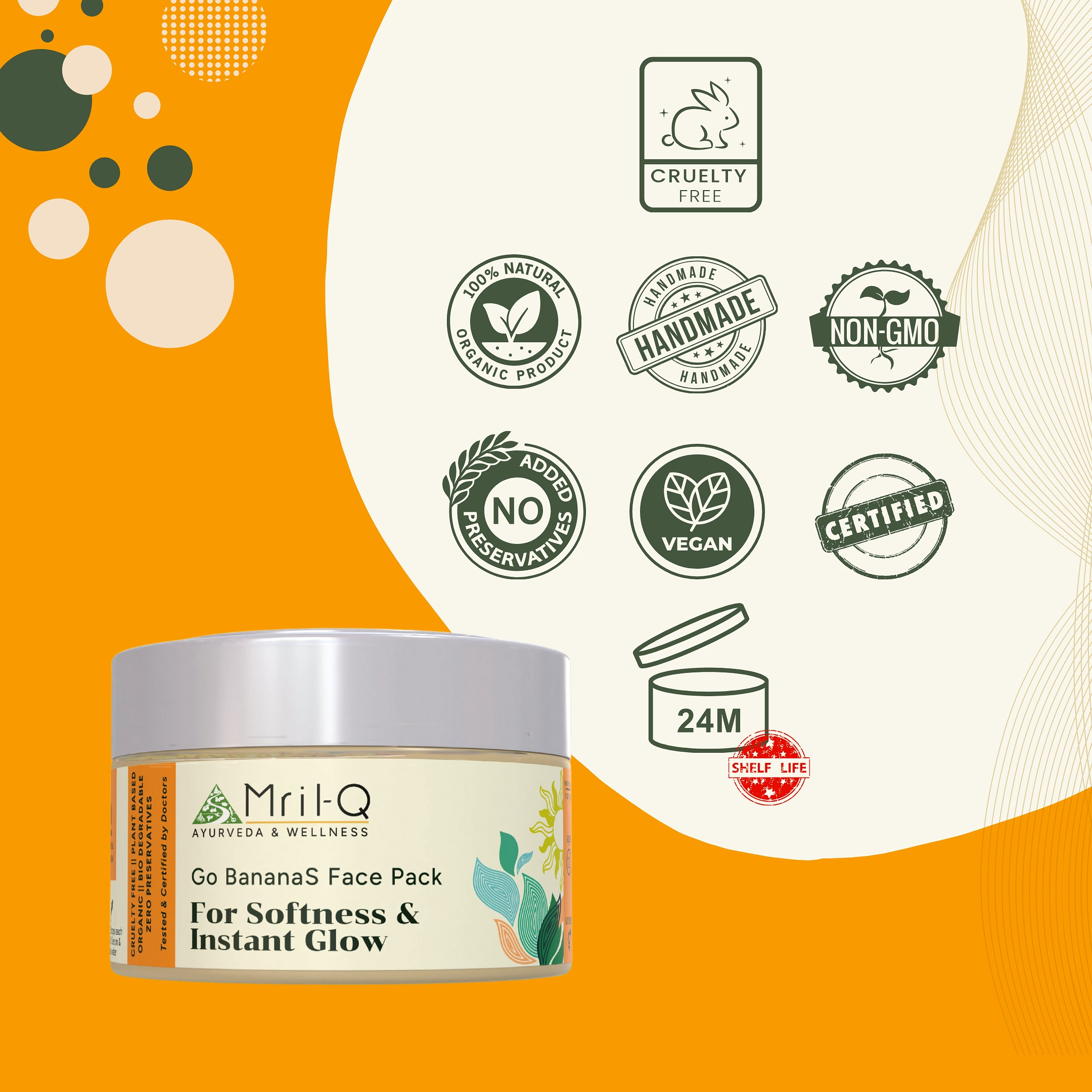 MrilQ Go Bananas Face Pack | Instant Glow | Super Soft Skin | All Skin Types