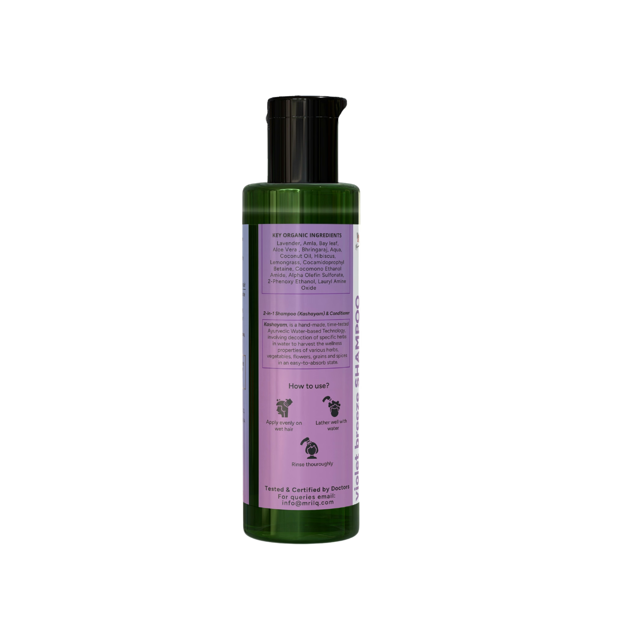 MrilQ Violet Breeze | Conditioning Shampoo | Dry, Curly, Chemically Treated Hair | Sulphate, Paraben & SLS Free