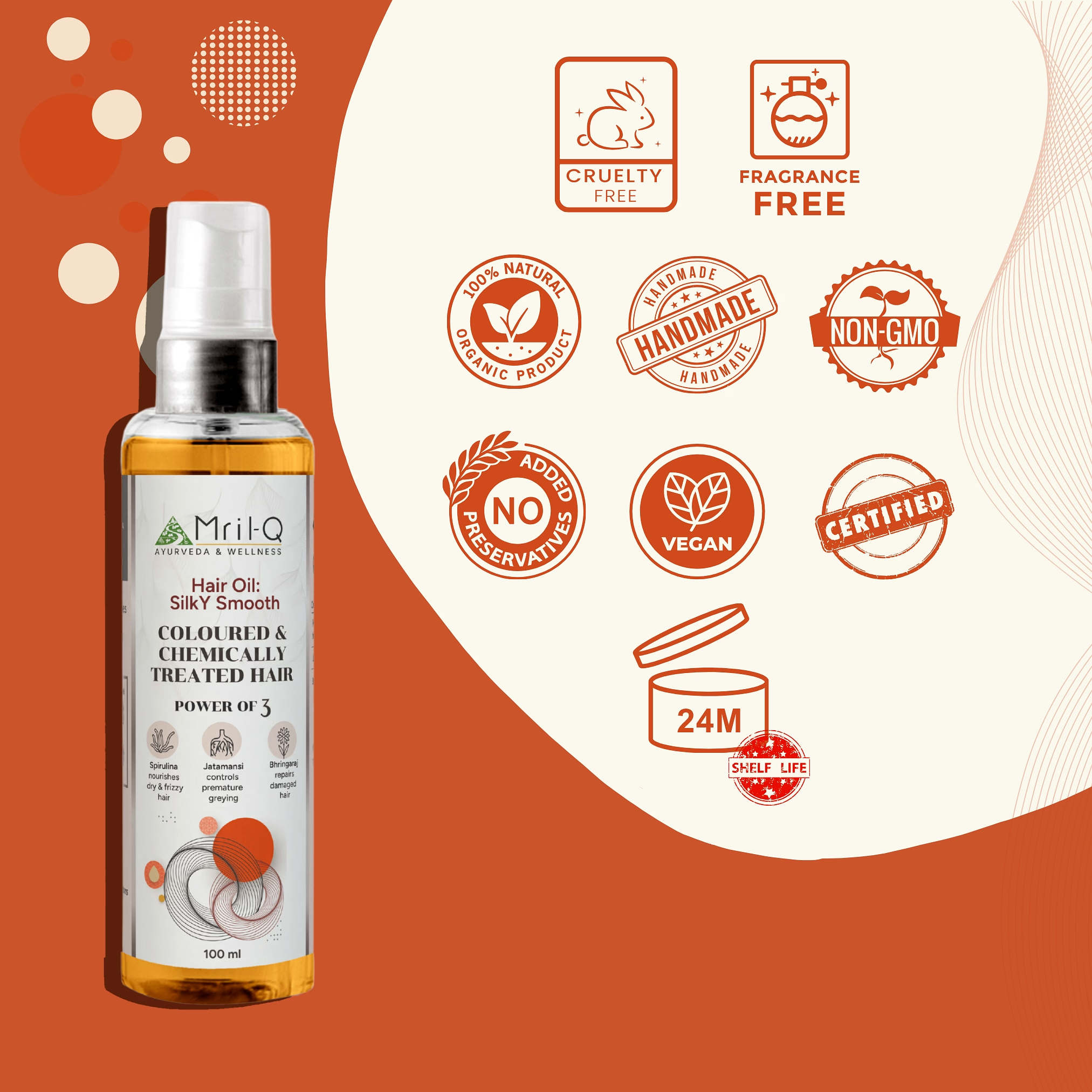 MrilQ Silky Smooth | Hair Oil | Nourishes & Strengthens Hair | Dry frizzy damaged & chemically treated hair