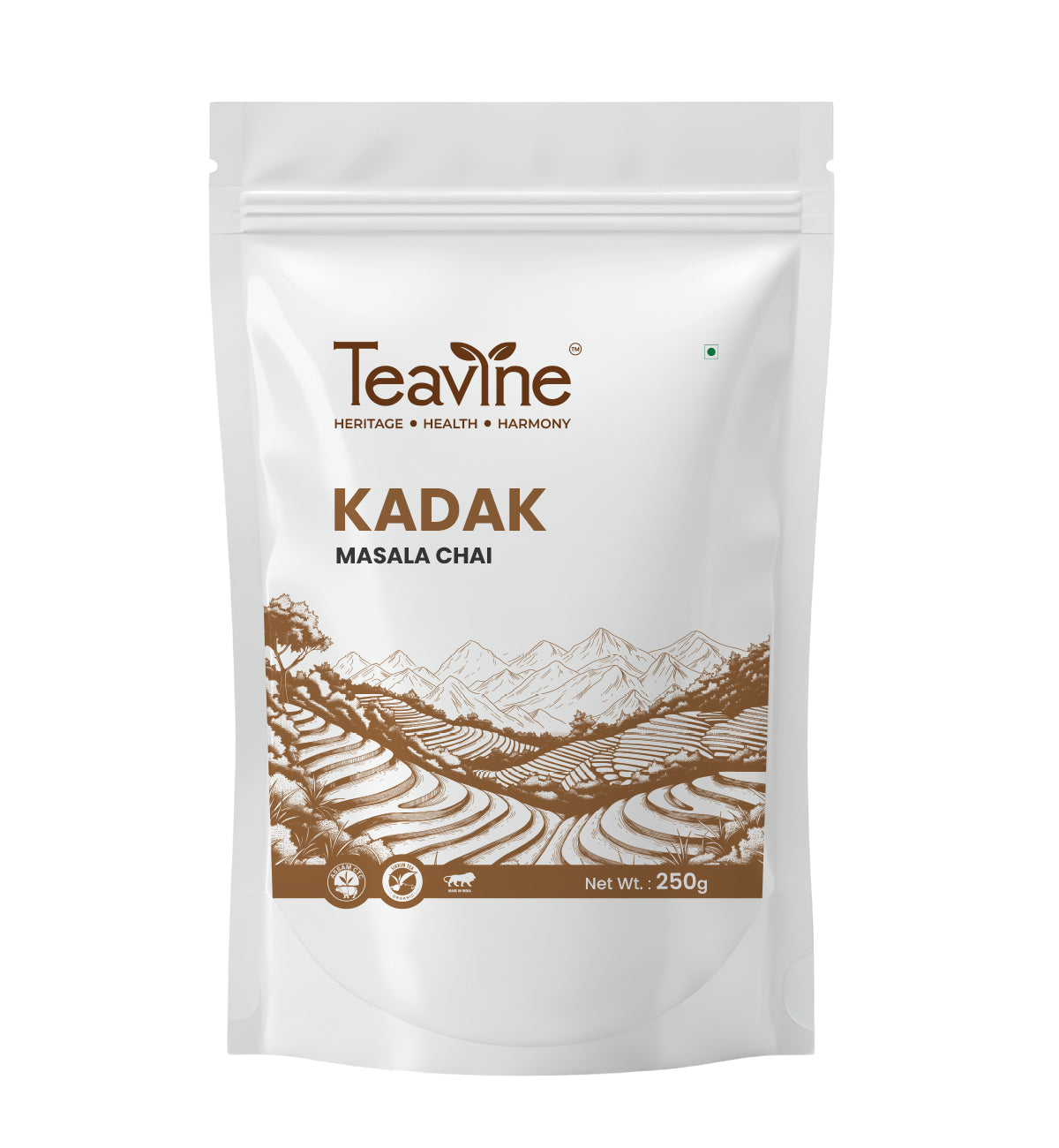 TEAVINE Kadak Masala Chai | Premium CTC Black Tea with Cardamom, Cinnamon & Authentic Indian Spices | 250g