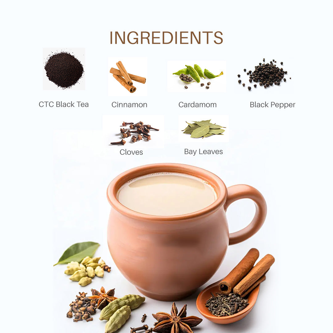 TEAVINE Kadak Masala Chai | Premium CTC Black Tea with Cardamom, Cinnamon & Authentic Indian Spices | 250g