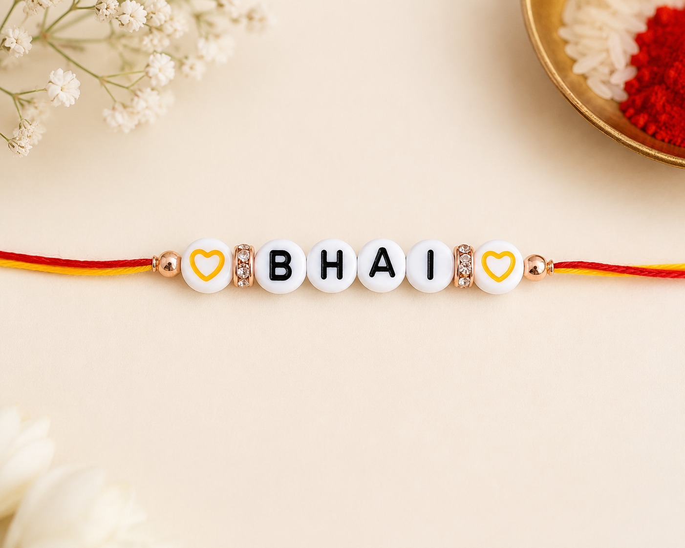 BeYoou.Bling Handcrafted BHAI Rakhi with Heart Charms