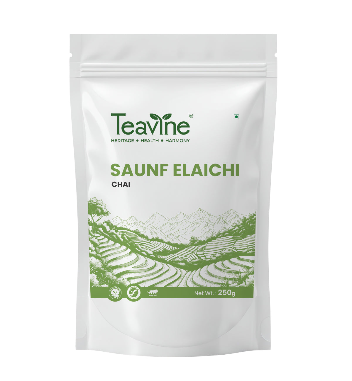 TEAVINE Saunf Elaichi Tea | Premium CTC Black Tea with Fennel, Cardamom & Star Anise | 250g