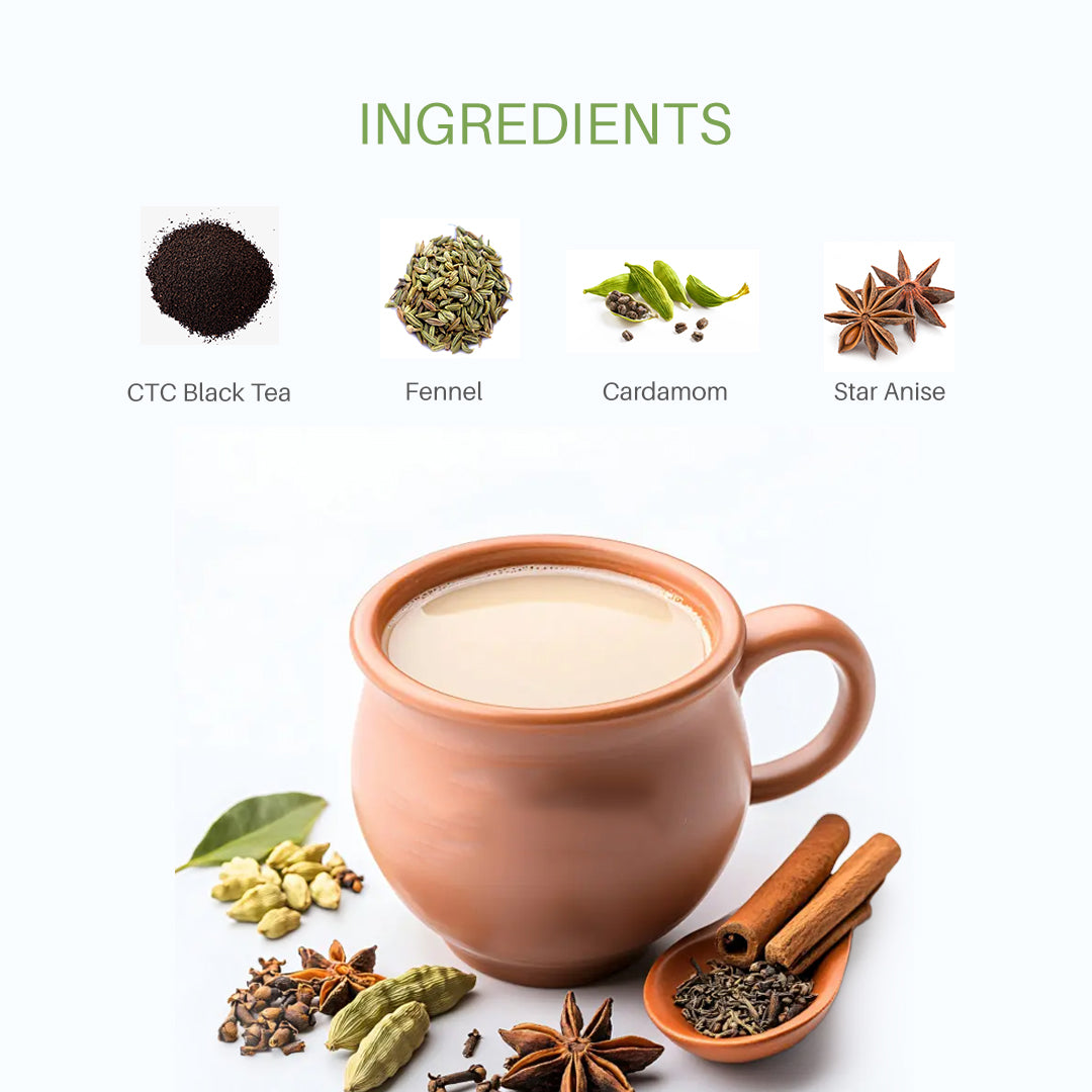 TEAVINE Saunf Elaichi Tea | Premium CTC Black Tea with Fennel, Cardamom & Star Anise | 250g