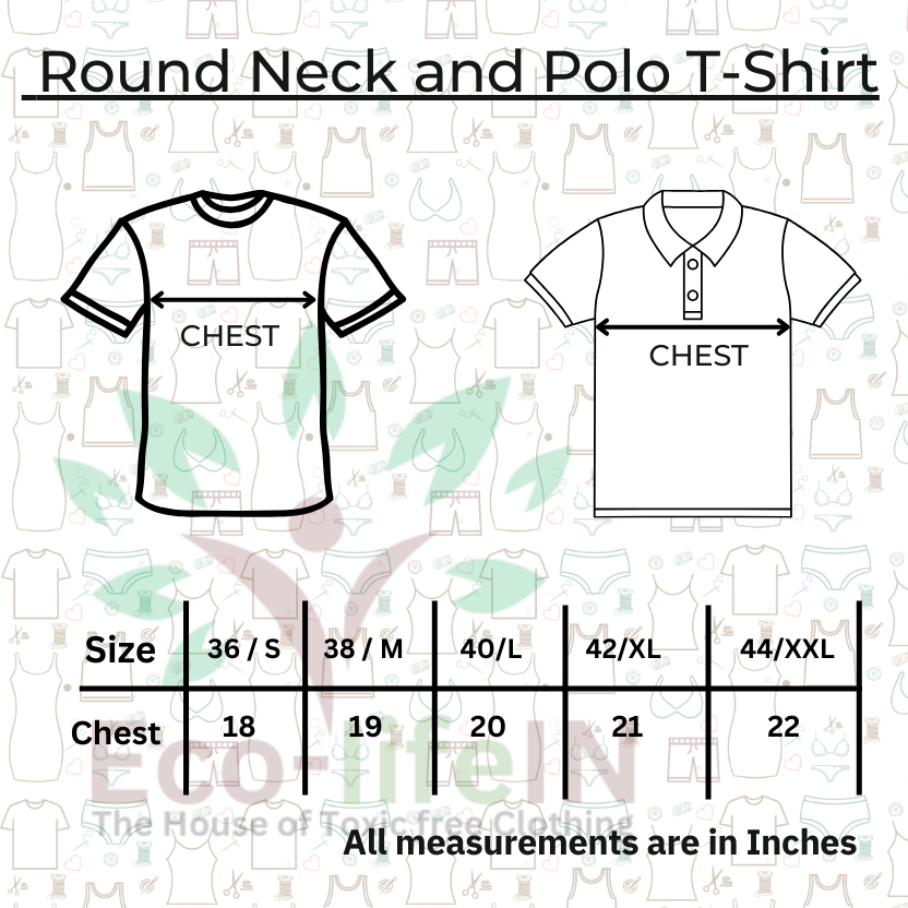 Eco life Toxic free Undyed and Unbleached Pure Cotton Round Neck T-Shirt Half Sleeve