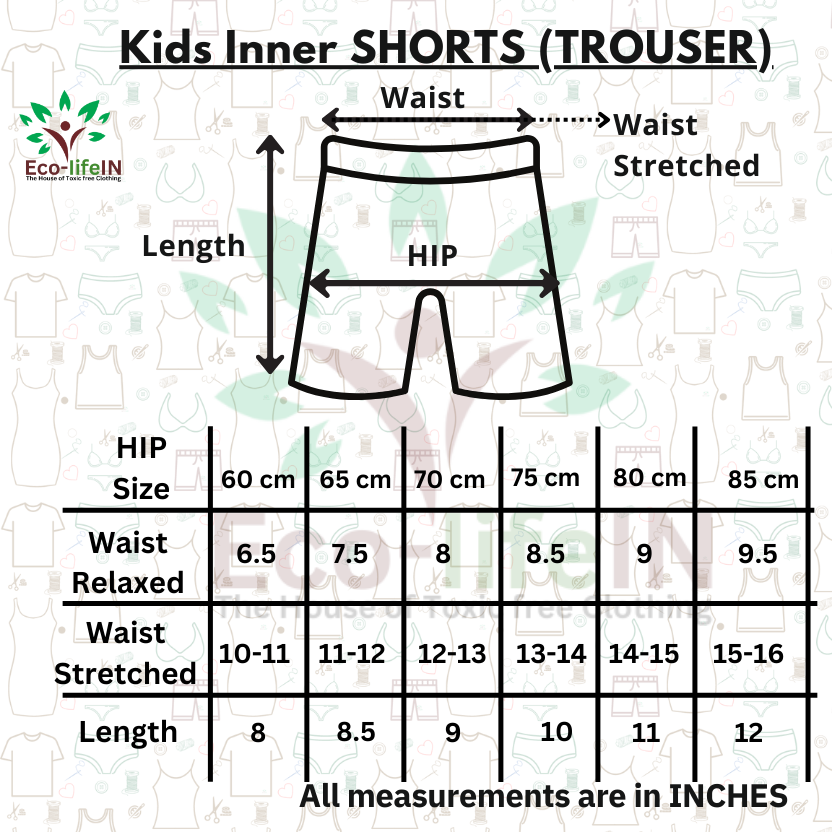 Eco-Life Kids Unisex Organic Toxic free Cotton Inner Shorts-3 pieces in a pack