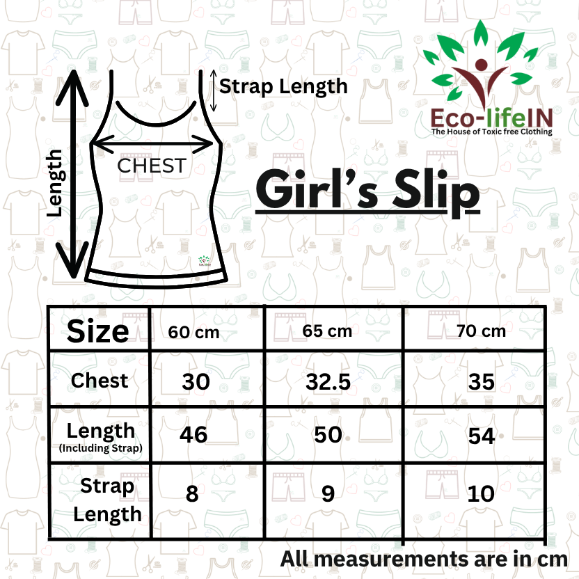 Eco Life Girl's Toxic free Undyed and Unbleached Pure Cotton Rib Slips - Pack of 3
