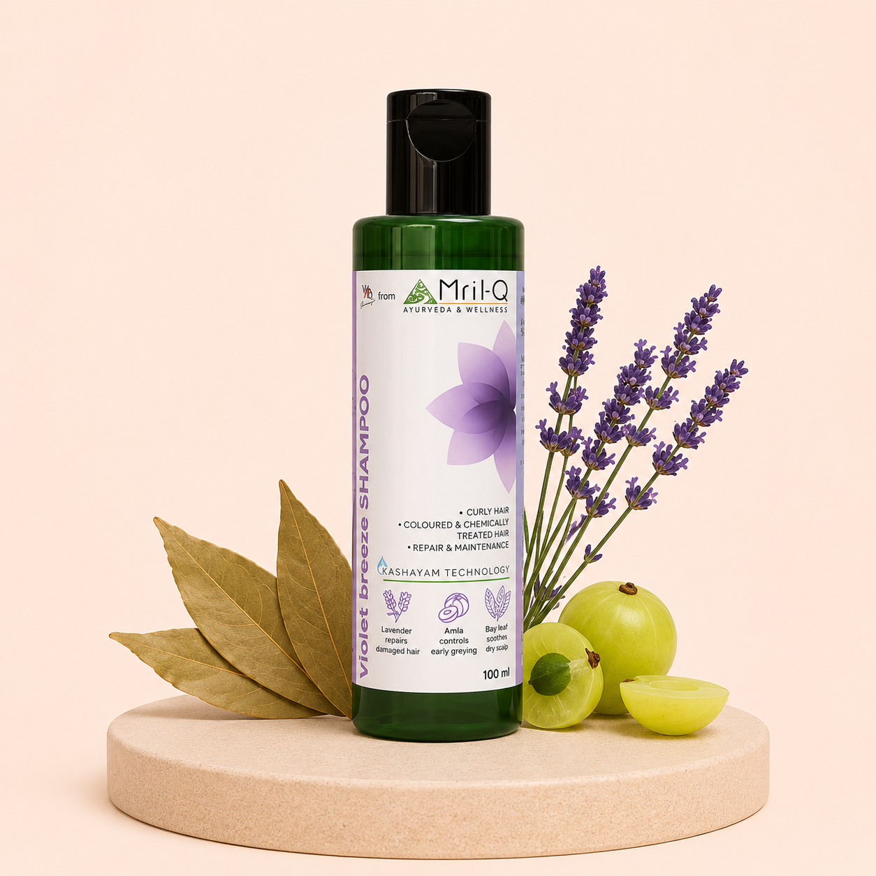 MrilQ Violet Breeze | Conditioning Shampoo | Dry, Curly, Chemically Treated Hair | Sulphate, Paraben & SLS Free