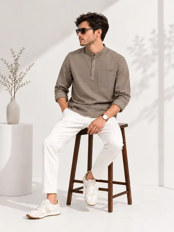 UNHELD Men Hemp Full Sleeve Water Repellent Odor Control Short Kurta