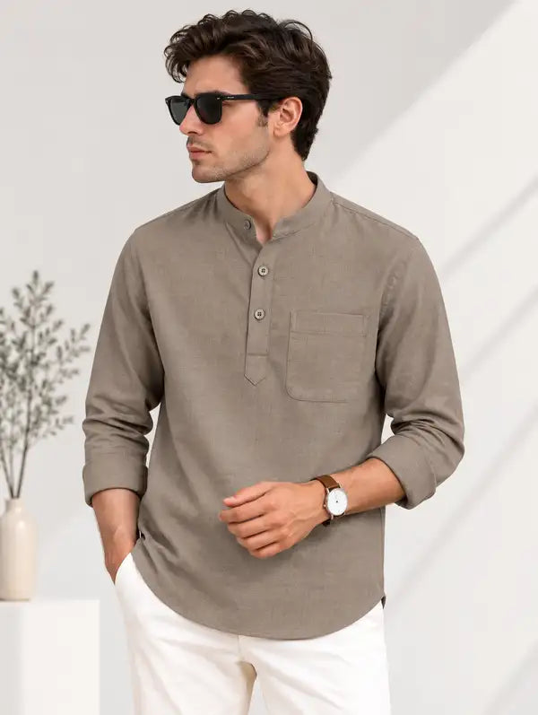UNHELD Men Hemp Full Sleeve Water Repellent Odor Control Short Kurta