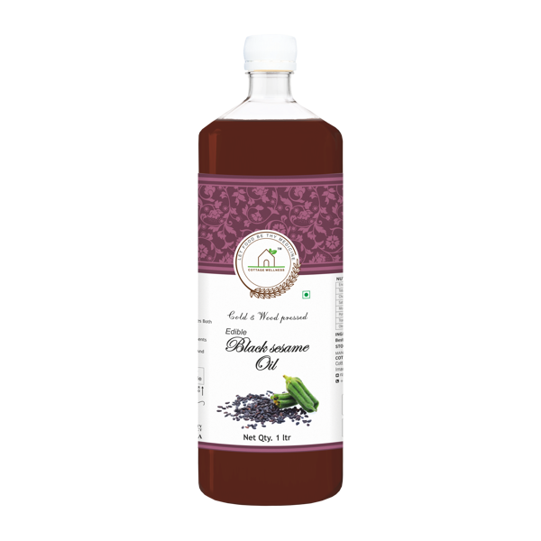 Cottage Wellness Black Sesame Oil Cold and Wood Pressed Edible 1Litre - hfnl!fe