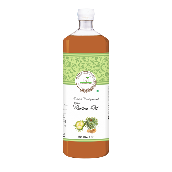 Cottage Wellness Castor Oil Cold and Wood Pressed Edible 1 Litre - hfnl!fe