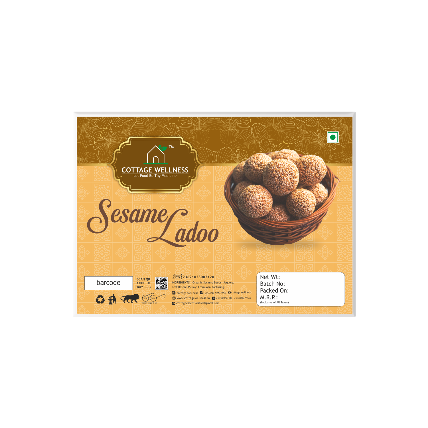 Cottage Wellness Home made Til/ Sesame Ladoo 250gm - hfnl!fe