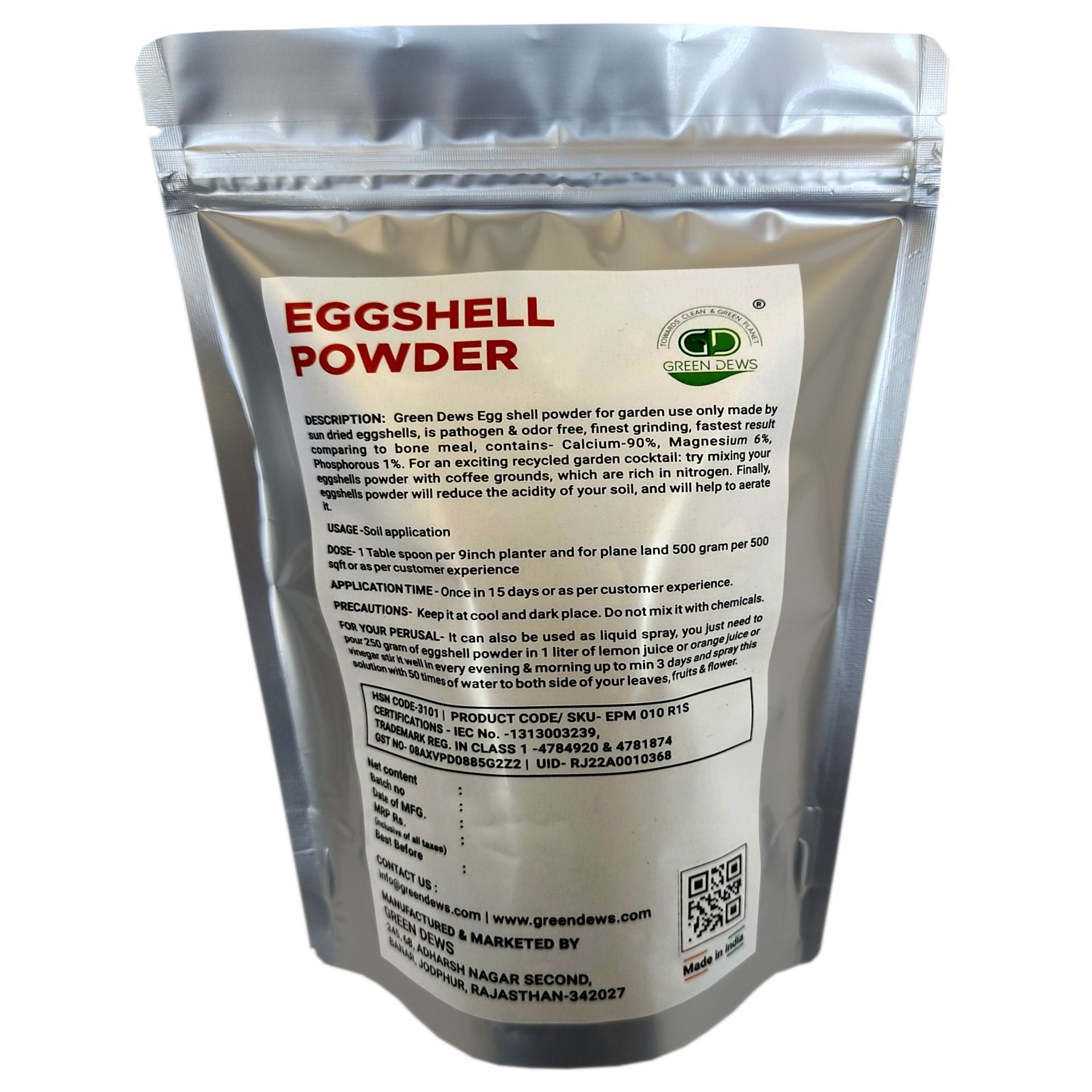 GREEN DEWS EGGSHELL POWDER FERTILIZER CALCIUM BOOSTER FOR PLANTS- FASTER THAN BONE MEAL - hfnl!fe