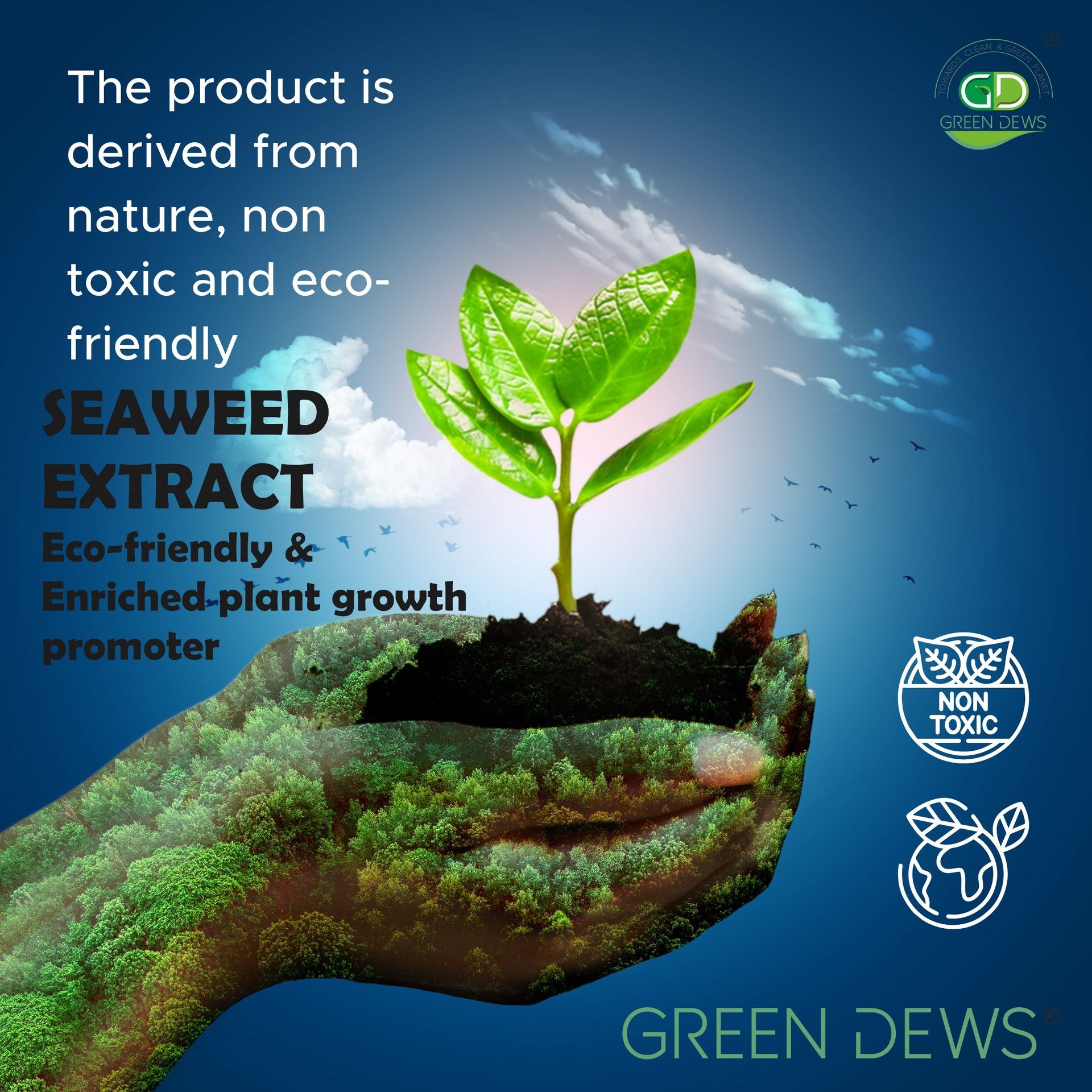 Green Dews Liquid Seaweed Extract Fertilizer for All Indoor-Outdoor Plants Plant Growth Stimulant Soil conditioner - hfnl!fe