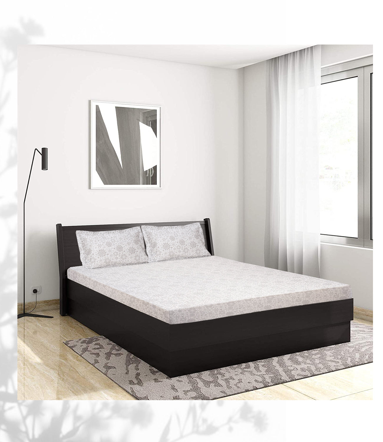 Swaas 100% Pure Cotton Snow Flake White/Grey Bedsheet Set - hfnl!fe