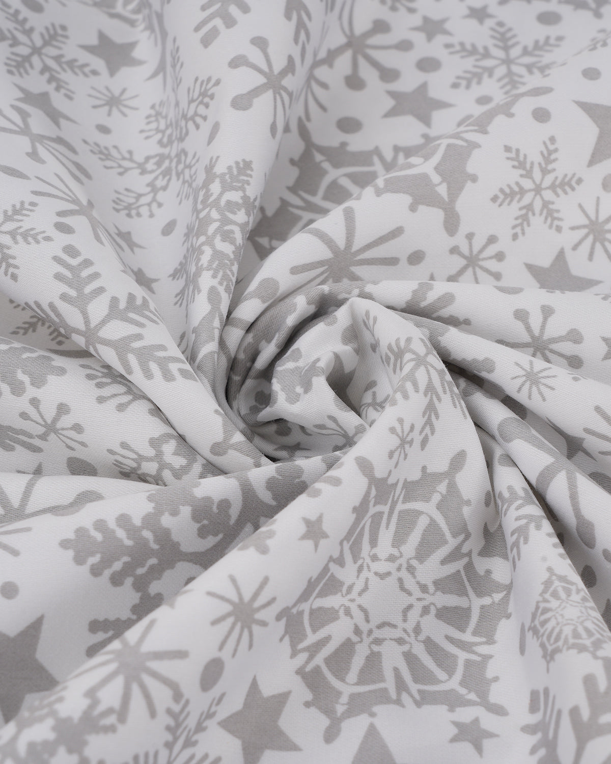 Swaas 100% Pure Cotton Snow Flake White/Grey Bedsheet Set - hfnl!fe