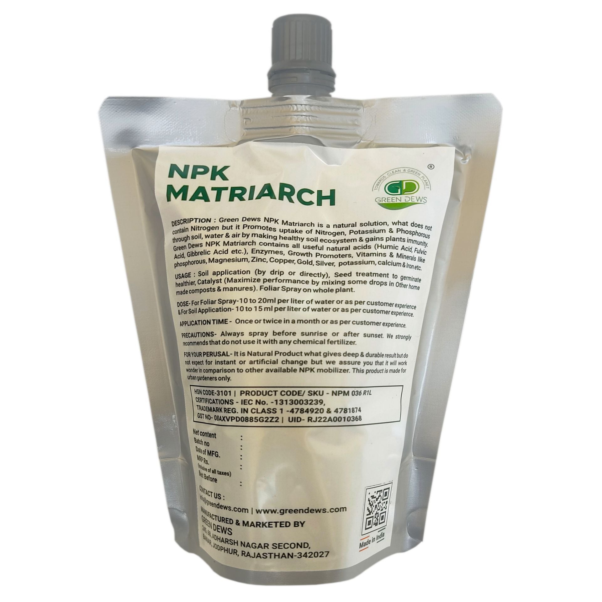 Green Dews NPK For Plants NPK Fertilizer Organic Liquid NPK MATRIARCH Substitute Of NPK 20 20 20 - hfnl!fe