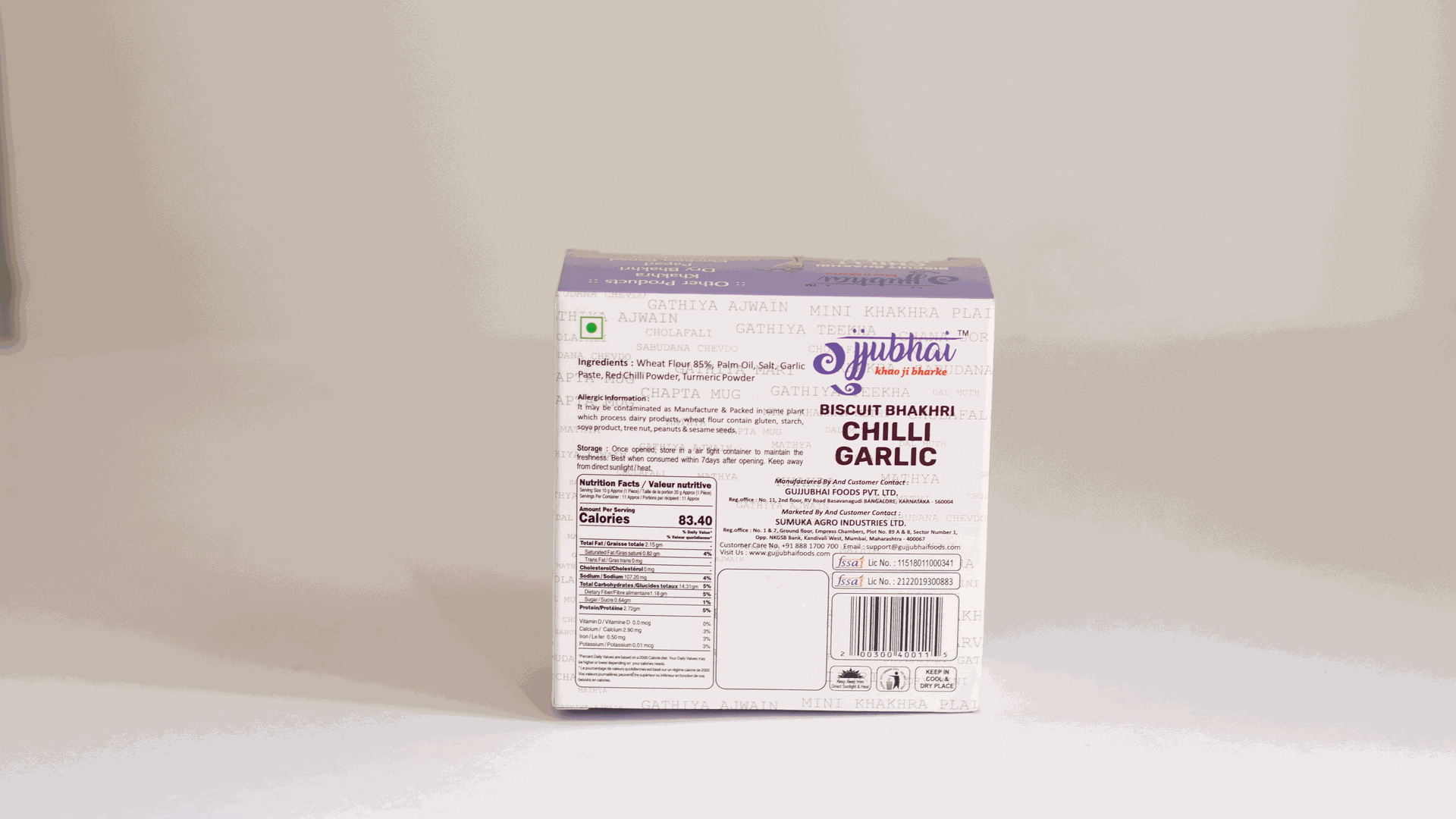 BISCUIT BHAKHRI CHILLI GARLIC COMBO (PACK OF 2) (180GX2) - hfnl!fe