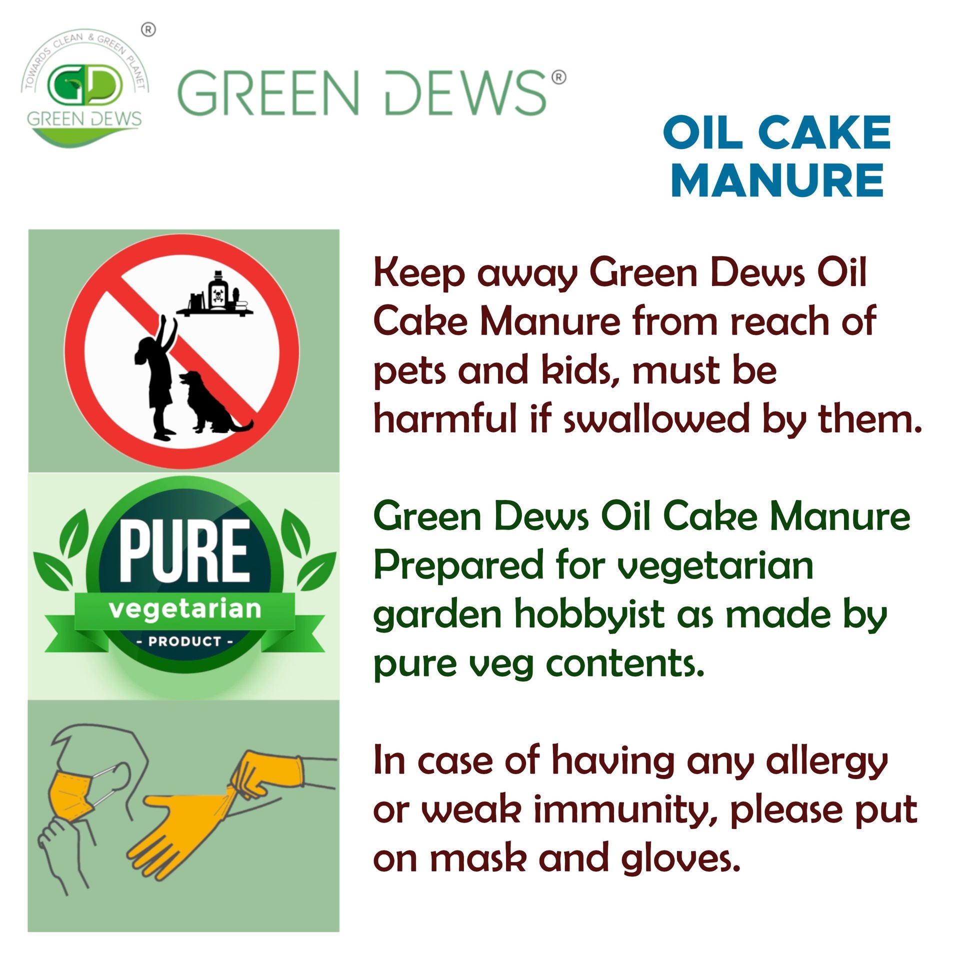 Green Dews Oil Cake Powder Fertilizer For Plants Integrated Neem Mustard Castor Sesame Karanj Groundnut/Peanut Enriched By Seaweed Molasses - hfnl!fe