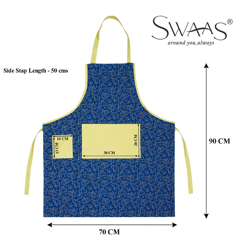 Swaas 100% Cotton Pumpkin Printed Apron, Oven Mitt and Pot Holder - 3 Pcs Set - hfnl!fe