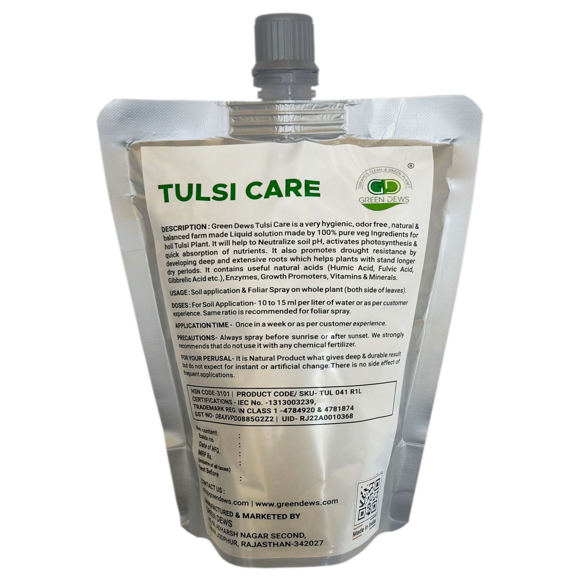 Green Dews Tulsi Plant Fertilizer Khad Organic Liquid Tulsi Care 100% Pure Veg Ingredients For Potted Tulasi Plant Holi Basil Plant - hfnl!fe