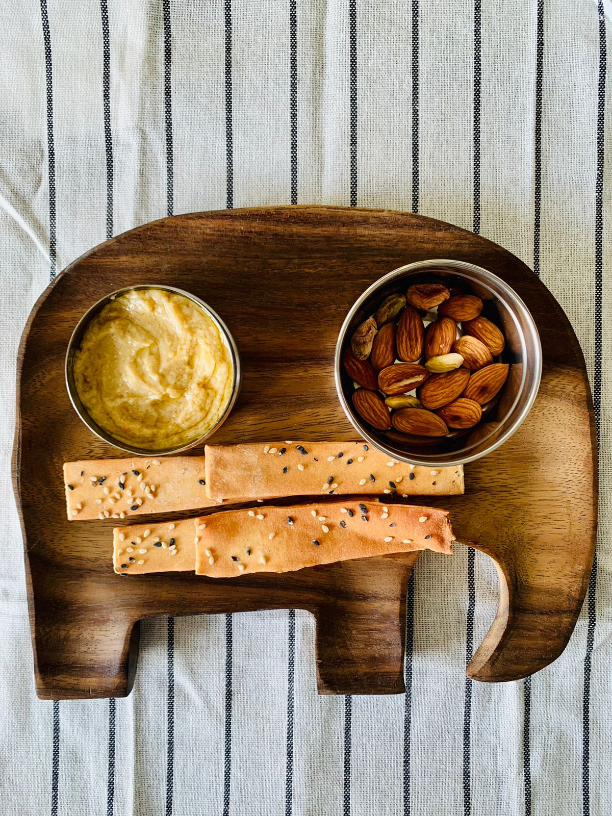 Kindora Handmade Natural Elephant Platter with Spoon cum Fork