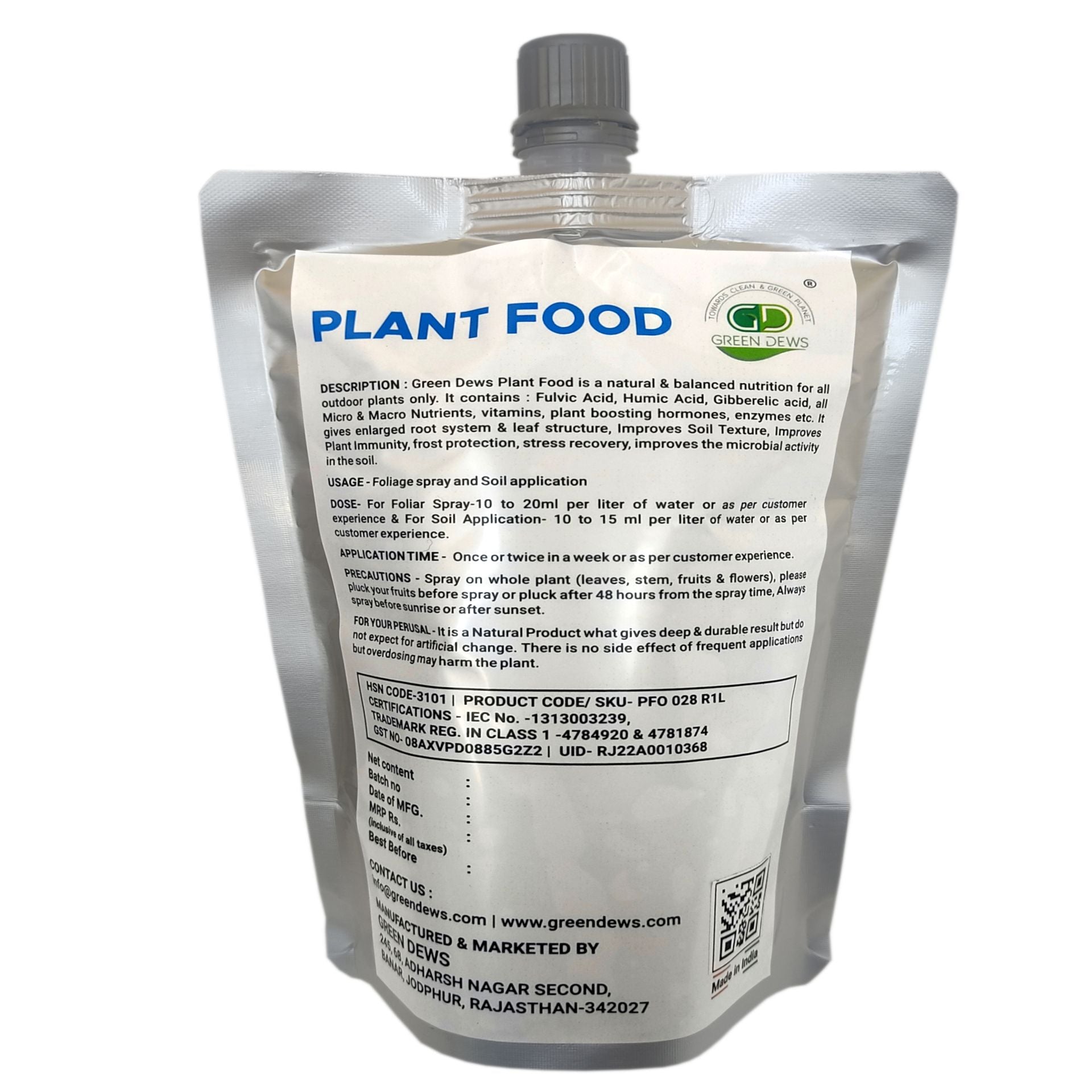 Green Dews Plant Food Plant feed Fertilizer Organic Liquid Balanced for Outdoor Gardening Plant Growth Booster - hfnl!fe
