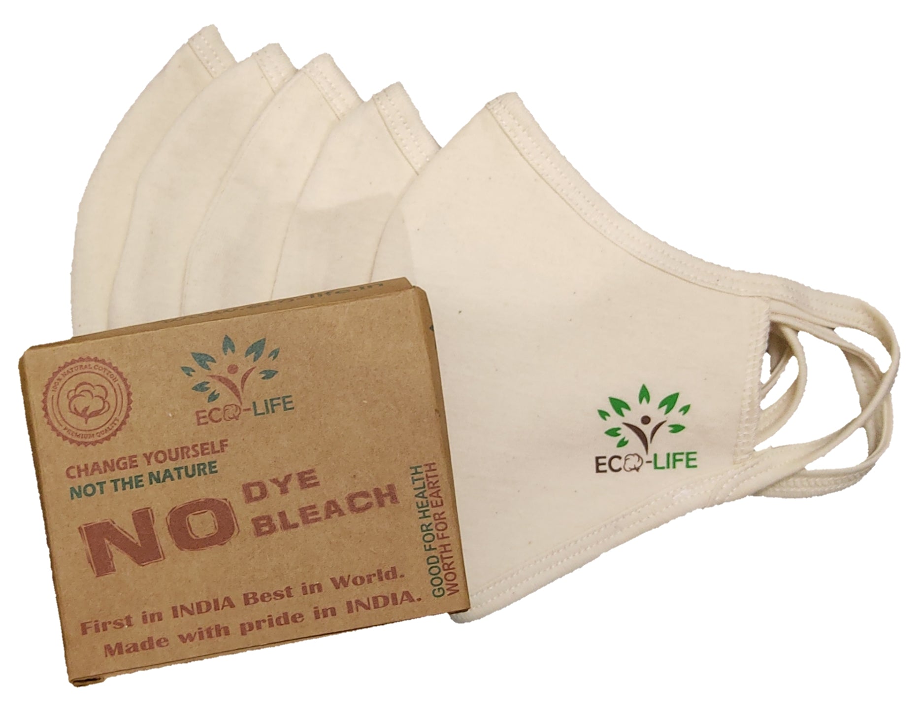 Eco-Life Undyed Organic Cotton Face Mask - hfnl!fe