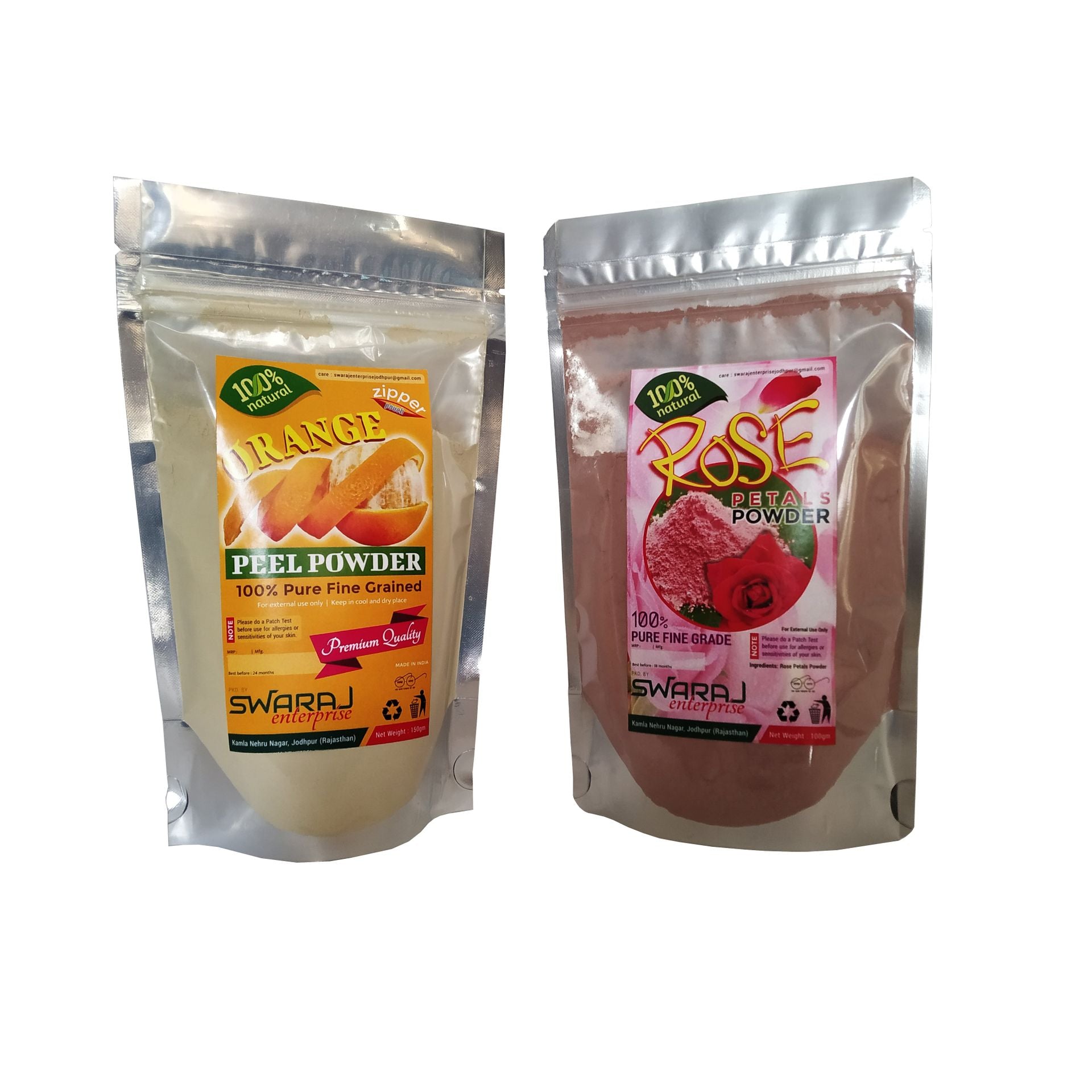 Orange Peel Powder (150gm) And Rose Petal Powder (100gm) - Combo Pack - hfnl!fe