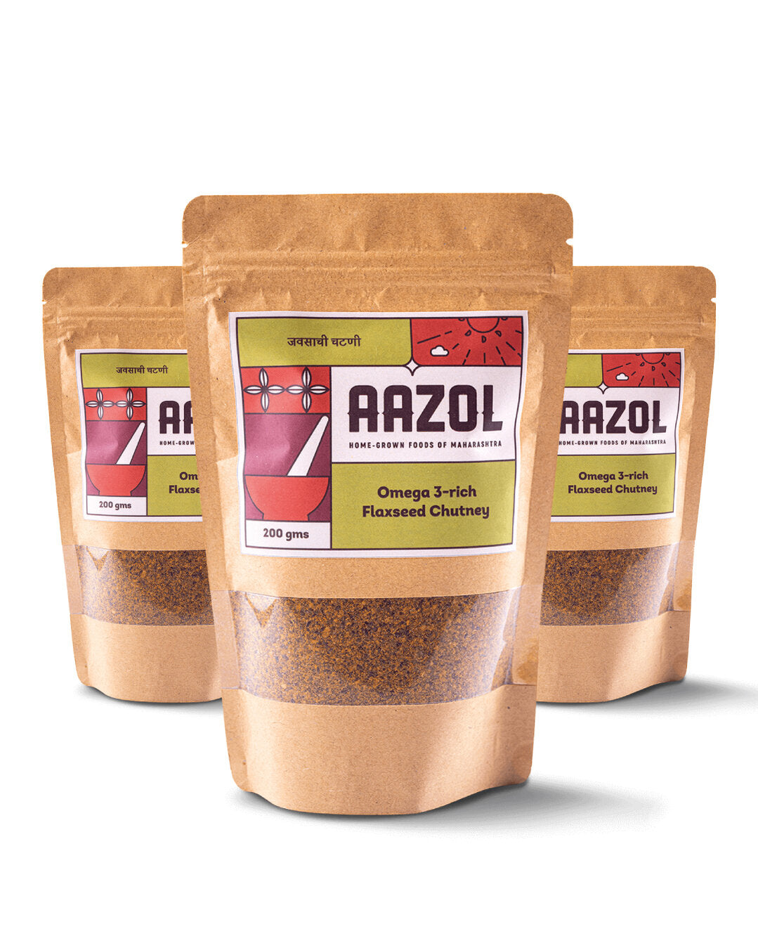 Aazol Omega 3-rich Flaxseed Chutney - 600g (Pack of 3 X 200g) - hfnl!fe