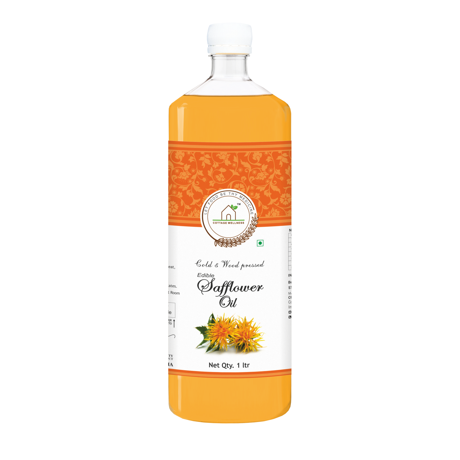 Cottage Wellness Safflower Oil Cold and Wood Pressed Edible 1Litre - hfnl!fe