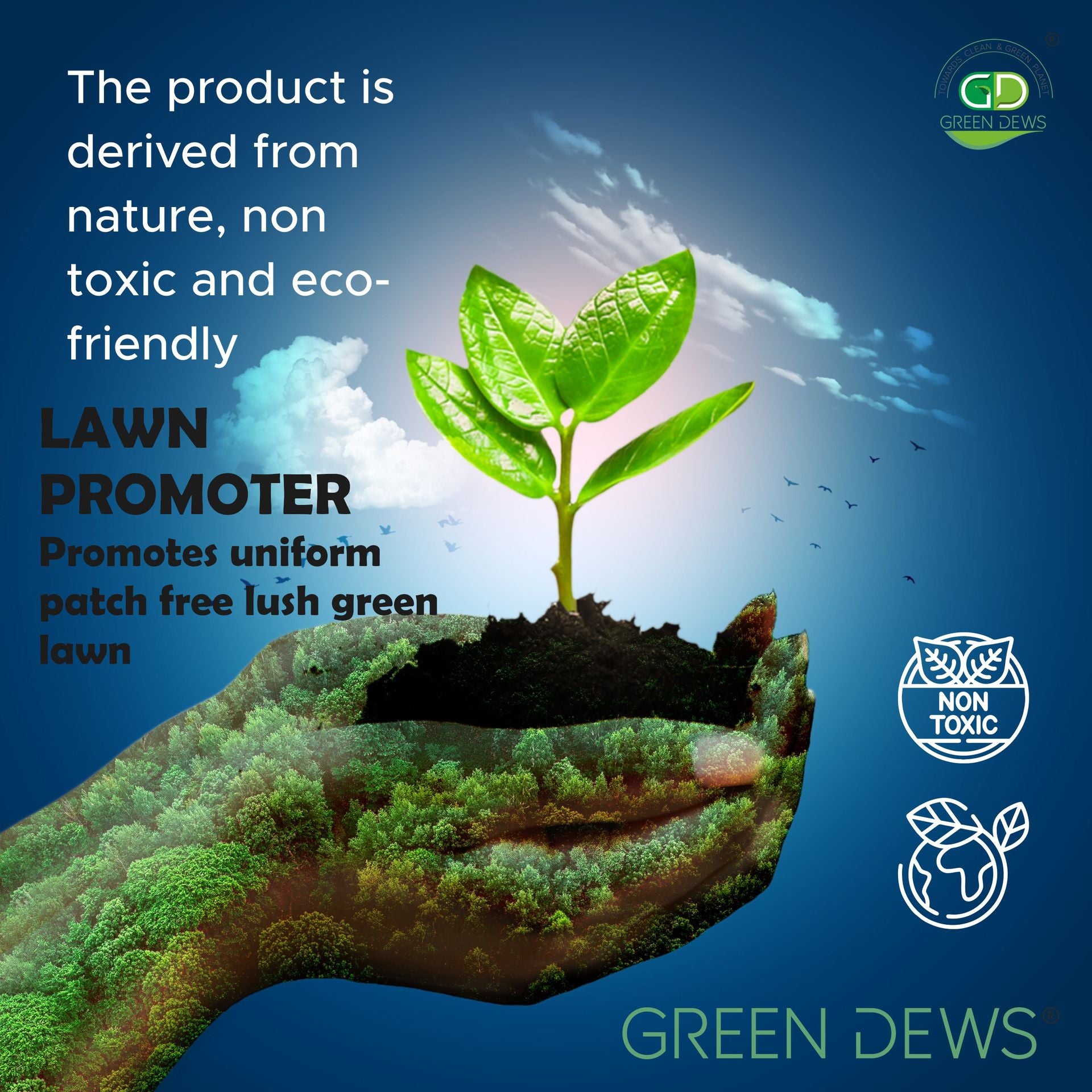 GREEN DEWS LAWN FERTILIZER LAWN FOOD LAWN PROMOTER TURF BUILDING LIQUID ORGANIC FOR LUSH GREEN PATCH FREE LAWN - hfnl!fe