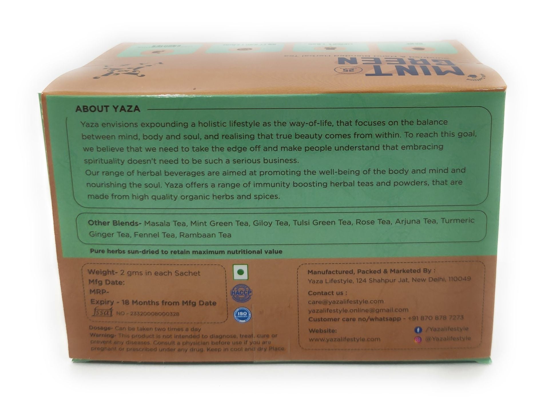 Yaza Mint Green Tea - Rejuvenate & Reinvigorate Oneself - loose tea sachets (100grams) - hfnl!fe
