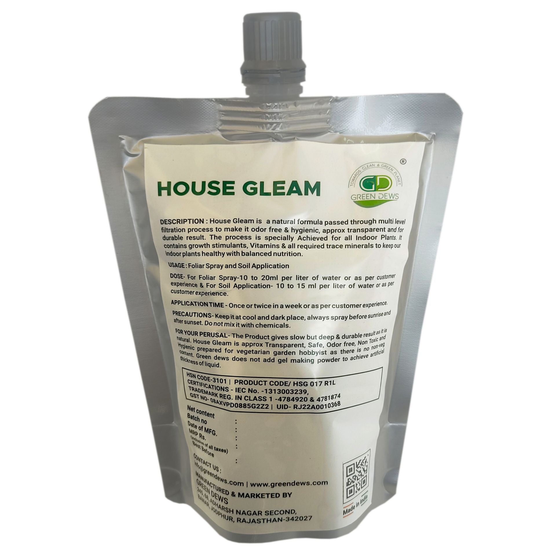 Green Dews Fertilizer for Indoor Plants House Gleam Natural Odor Free Organic Fertilizers for Home Gardening - hfnl!fe