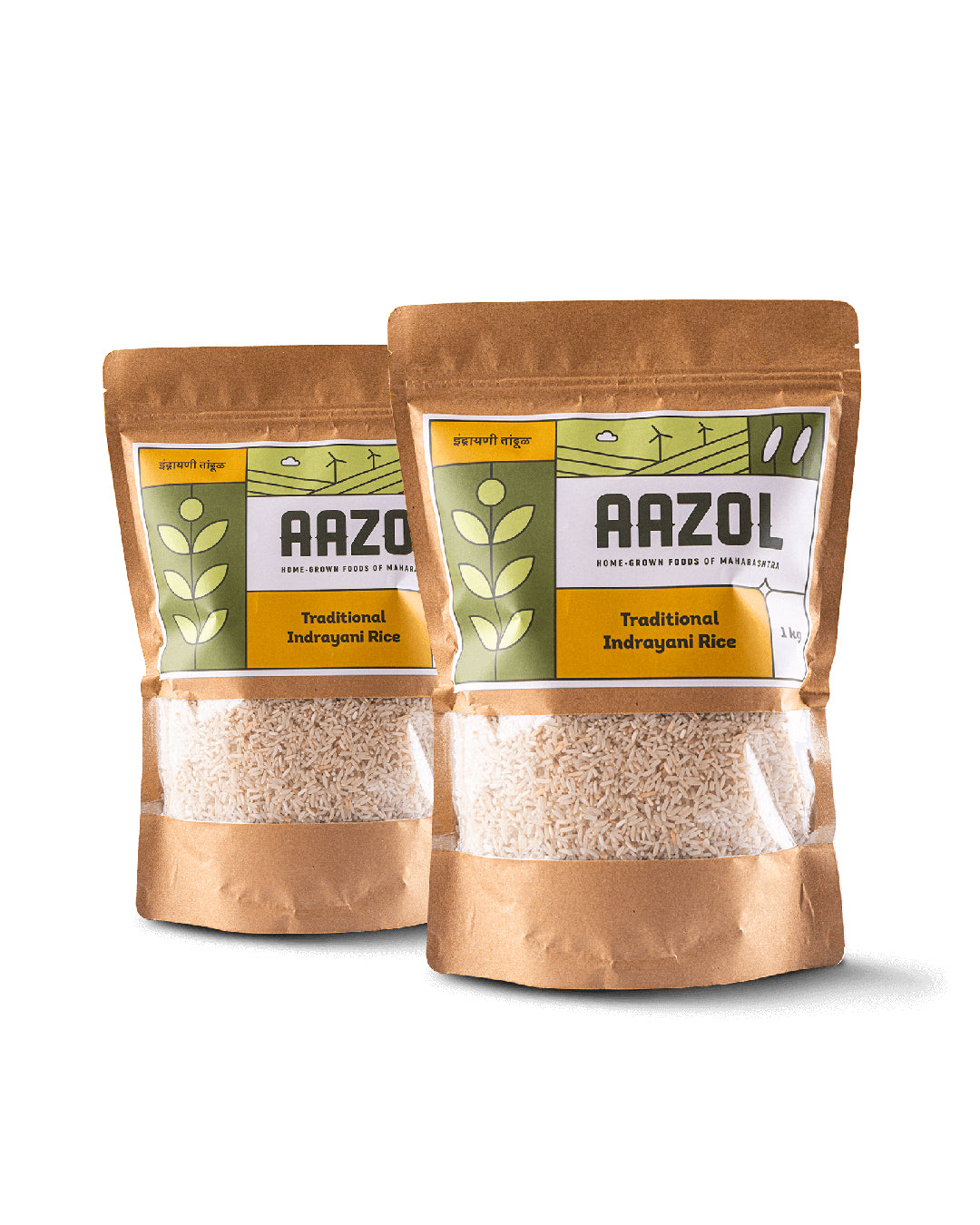 Aazol - Traditional Unpolished Indrayani Rice (Pack of 2) 2 kg - hfnl!fe