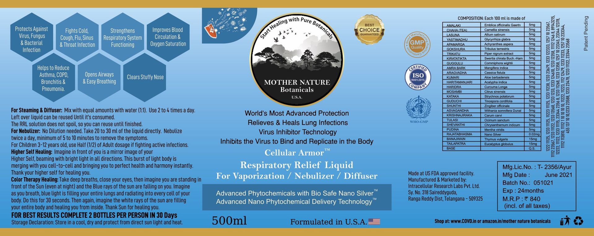Mother Nature Botanical's Immunity Booster Kit( 2 Ultimate Immunity Boosters, 2 Respiratory Relief Liquid and 1 Oral Health & Mouthwash) - hfnl!fe