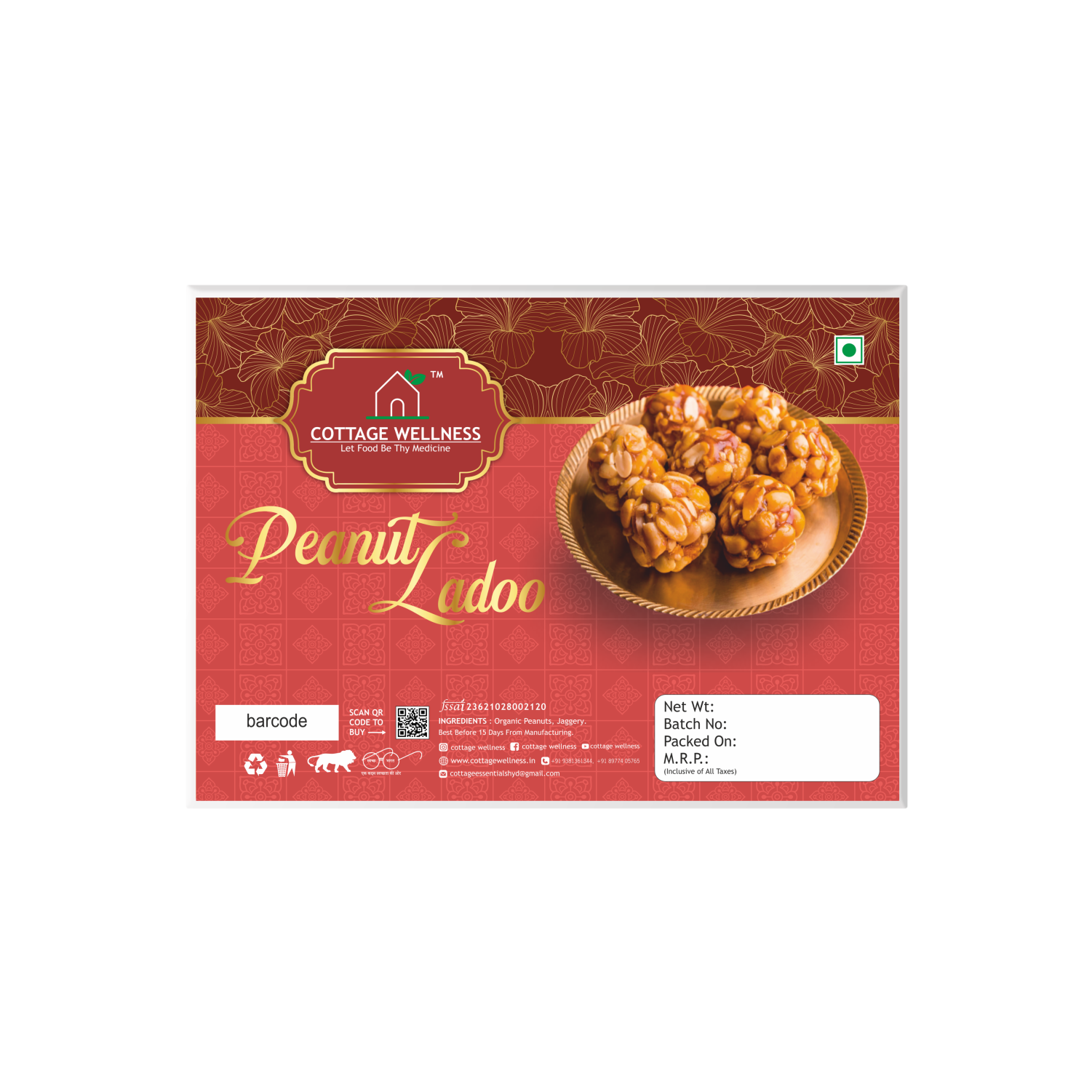 Cottage Wellness Home made Peanut Ladoo 250gm - hfnl!fe