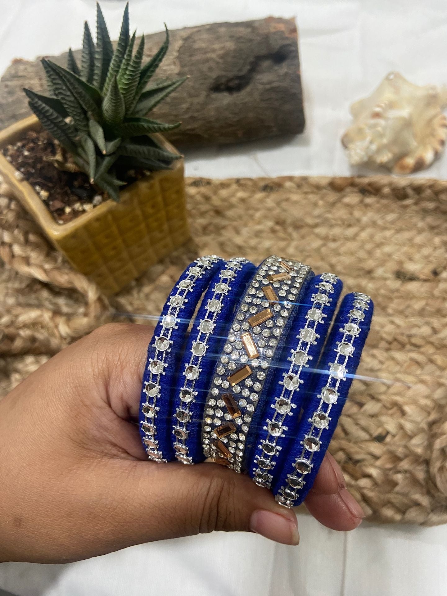 Laadli Jewellery Blue Resham Thread Bangles - Handmade
