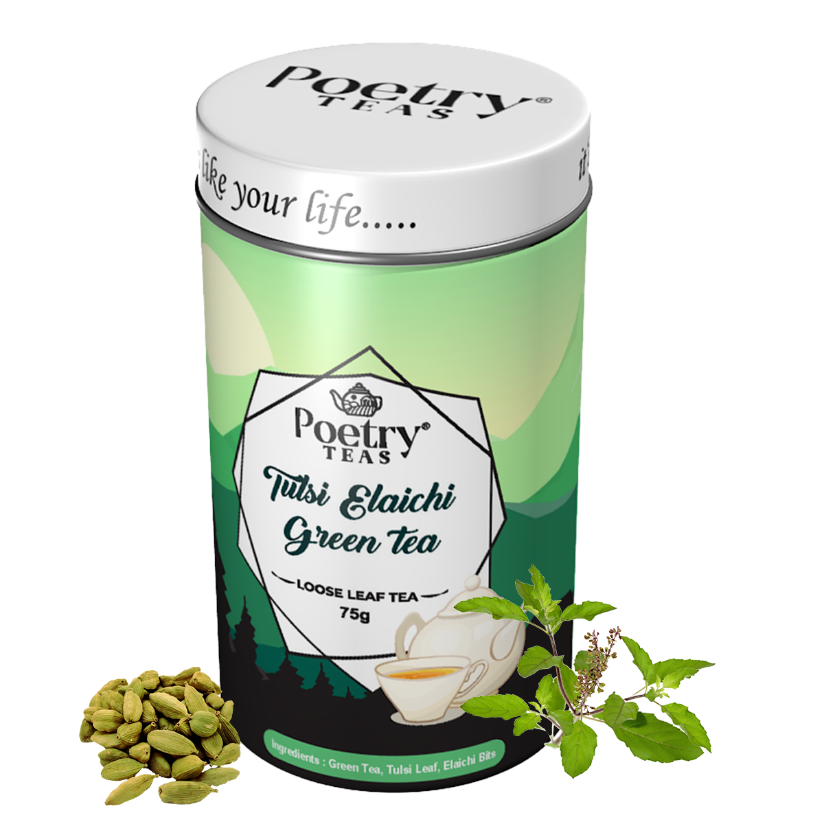 Tulsi Elaichi Green Tea - 75g Loose Leaf - hfnl!fe