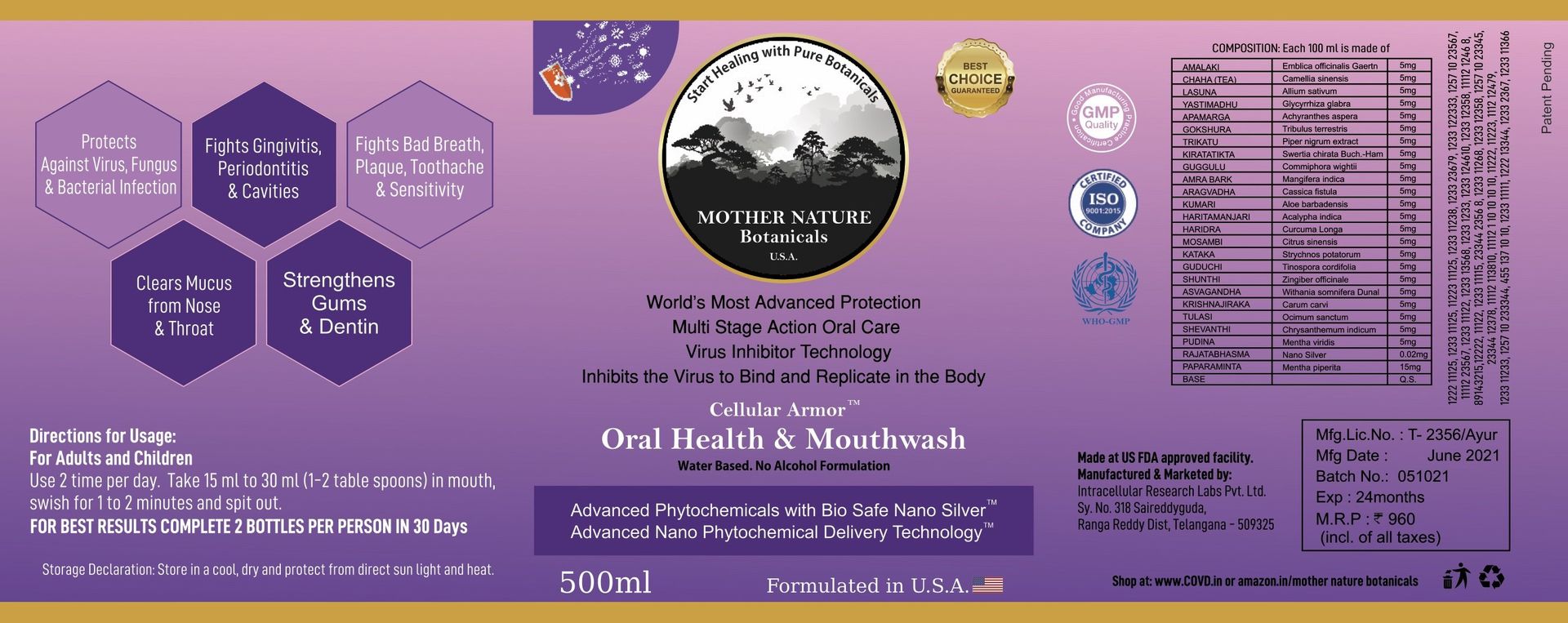 Mother Nature Botanical's Immunity Booster Kit( 2 Ultimate Immunity Boosters, 2 Respiratory Relief Liquid and 1 Oral Health & Mouthwash) - hfnl!fe
