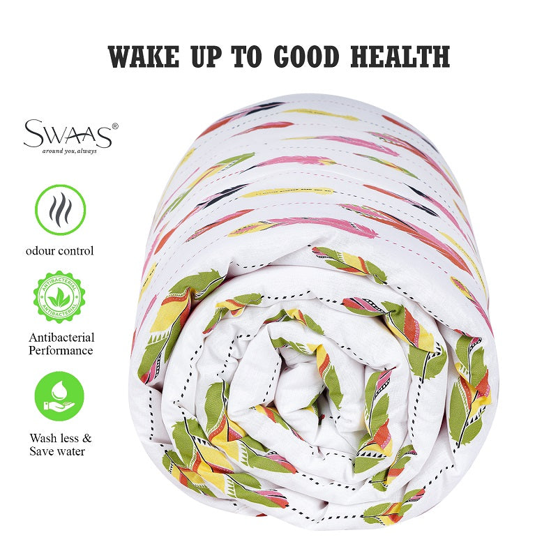 Swaas Softies 100% Cotton Antimicrobial Kids White/Pink Reversible Quilt - hfnl!fe
