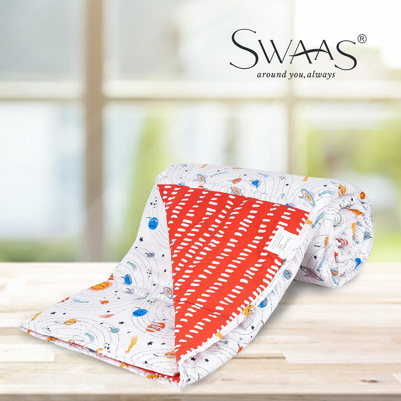 Swaas Space Galaxy 100% Cotton Antimicrobial Kids Reversible Quilt - hfnl!fe