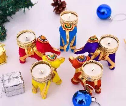 Shivi Arts Set of 5 Diyakosh Elephant chunri diya for diwali decoration - hfnl!fe